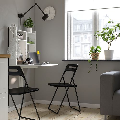 NORBERG/NISSE, mutfak masası takımı, beyaz-siyah, 2 sandalyeli