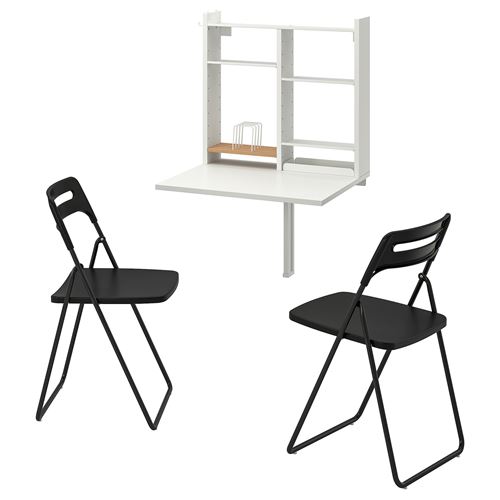 NORBERG/NISSE, mutfak masası takımı, beyaz-siyah, 2 sandalyeli