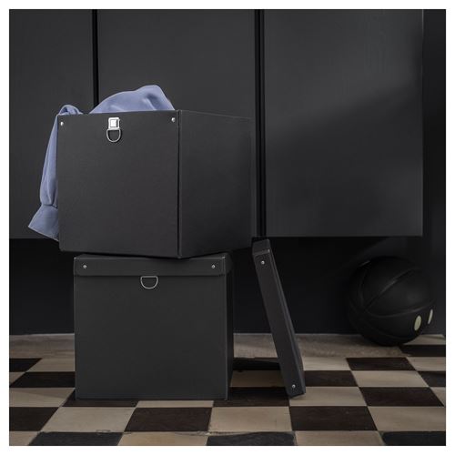 NIMM, kapaklı saklama kutusu, siyah, 32x30x30 cm