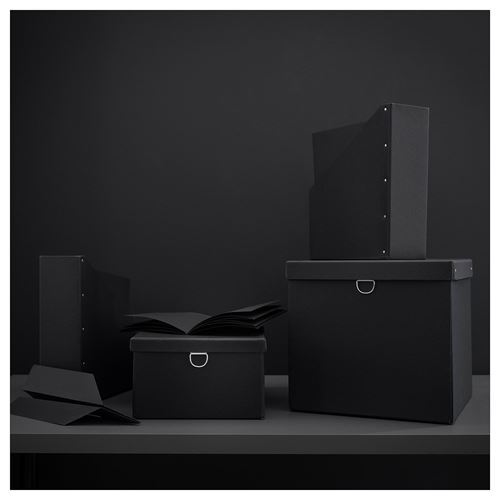 NIMM, kapaklı saklama kutusu, siyah, 32x30x30 cm