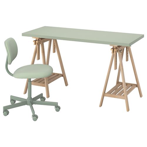  LAGKAPTEN/MITTBACK çalışma masası ve sandalye, açık yeşil-huş