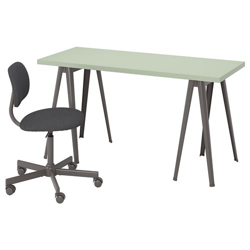 LAGKAPTEN/NARSPEL, çalışma masası ve sandalye, açık yeşil-koyu gri