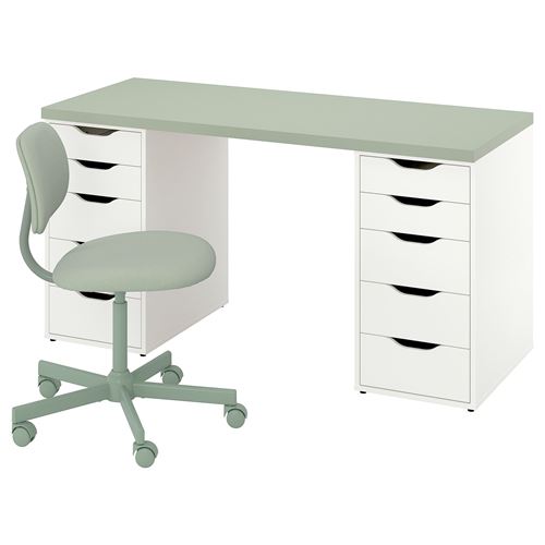  LAGKAPTEN/ALEX çalışma masası ve sandalye, açık yeşil-beyaz