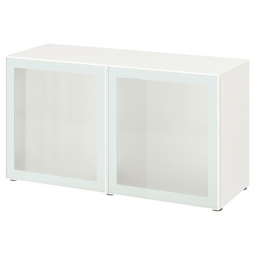BESTA whitefrosted glass 120x42x64 cm shelving unit IKEA