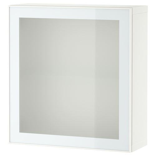 BESTA whitefrosted glass 60x22x64 cm shelving unit IKEA