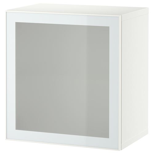 BESTA whitefrosted glass 60x42x64 cm shelving unit IKEA