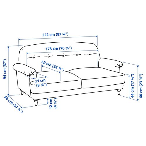 ESSEBODA knaback anthracite 3-seat sofa | IKEA