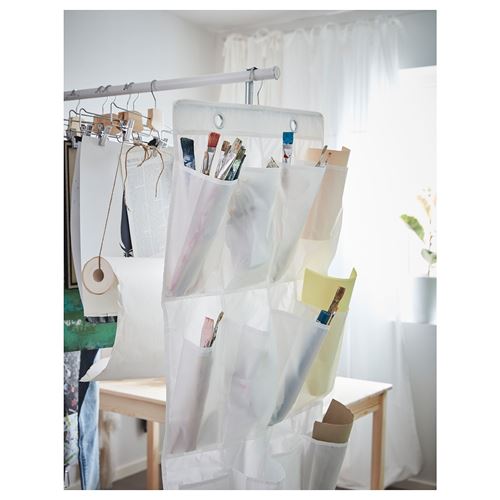 SKUBB, storage with compartments, white, 55x150 cm