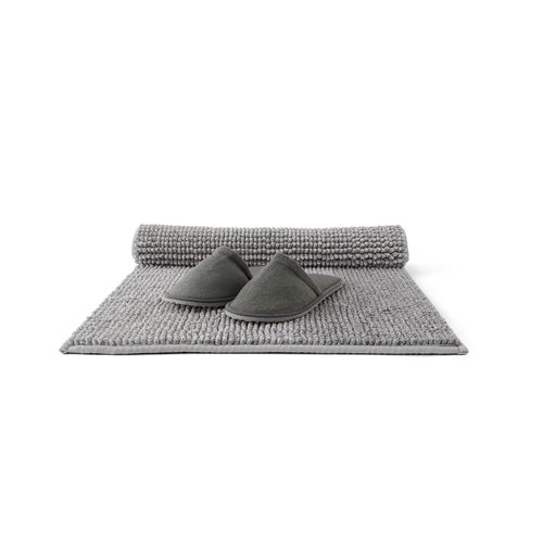 TOFTBO, bath mat, grey/white, 60x120 cm