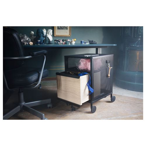 BEKANT, drawer unit with smart lock, black, 41x61 cm