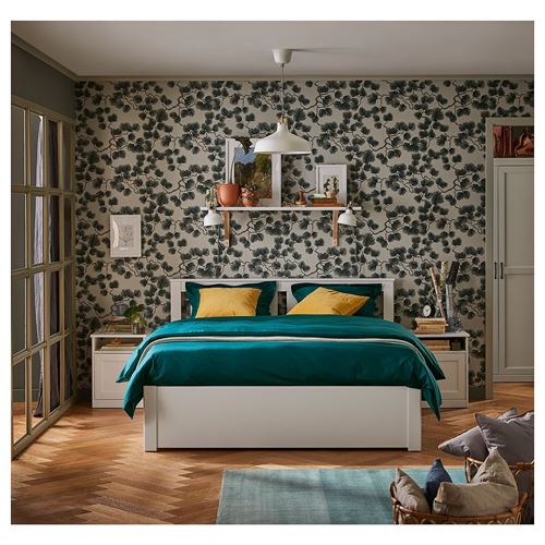 SONGESAND/LURÖY, double bed, white, 140x200 cm