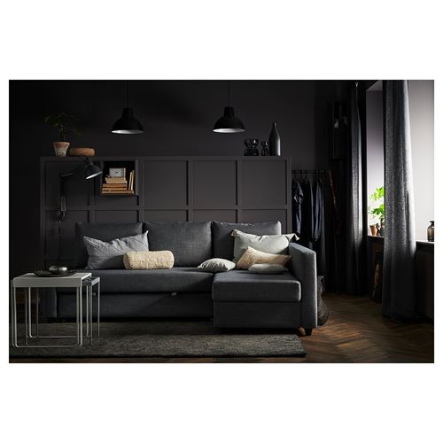 FRIHETEN, corner sofa-bed, skiftebo dark grey