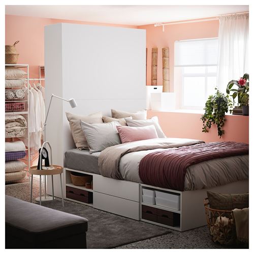 PLATSA/FONNES çift kişilik karyola beyaz 140x200 IKEA Yatak Odaları