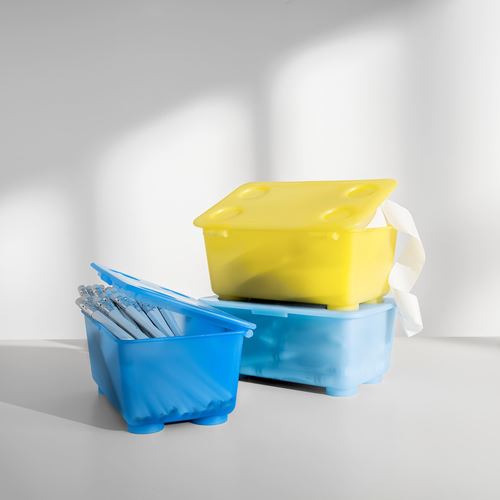 GLIS, kapaklı kutu, sarı-mavi, 17x10 cm