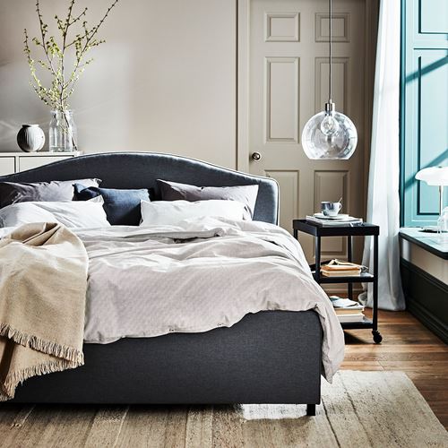 HAUGA, double bed, vissle grey, 160x200 cm