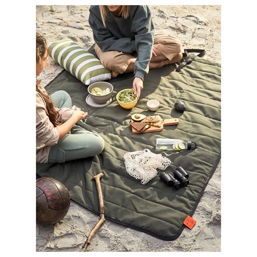 FJALLMOTT, picnic blanket, dark green, 130x170 cm