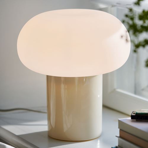 DEJSA, masa lambası, bej-beyaz, 28 cm