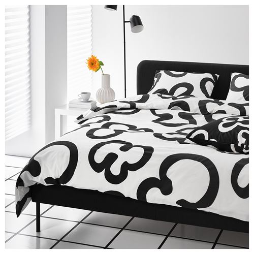 KLIPPBRÄCKA,double quilt cover and 2 pillowcases